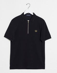 Черное поло с молнией Fred Perry-Черный