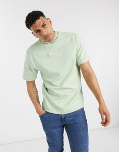 Светло-бирюзовая футболка с логотипом на шее River Island-Зеленый