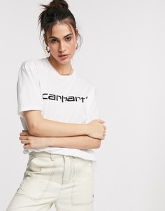 Белая футболка с черным логотипом Carhartt WIP-Белый