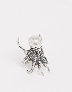 Серебристое кольцо в виде осьминога ASOS DESIGN-Серебряный