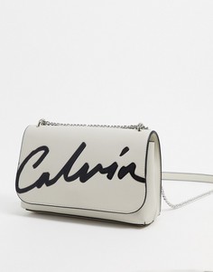 Светло-бежевая сумка через плечо с логотипом Calvin Klein-Светло-бежевый
