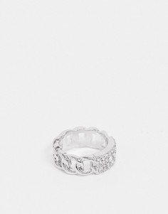 Серебристое кольцо со стразами ASOS DESIGN-Серебряный