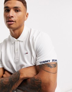 Футболка-поло в рубчик Tommy Jeans-Белый