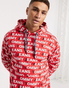 Худи со сплошным принтом логотипа Tommy Jeans-Красный