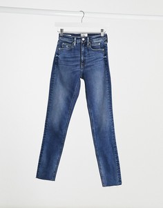 Синие джинсы скинни с завышенной талией Calvin Klein-Синий