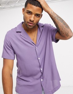 Свободная фиолетовая рубашка из вискозы с отложным воротником ASOS DESIGN-Фиолетовый