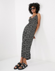Комбинезон с цветочным принтом Topshop-Черный