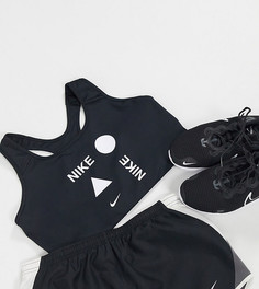 Черный бюстгальтер с логотипом Nike Training plus