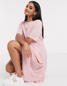 Розовое свободное платье с карманами QED London-Розовый