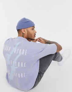 Длинная oversized-футболка с принтом логотипа и эффектом кислотной стирки ASOS DESIGN Dark Future-Синий