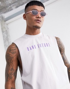Светло-бежевая свободная футболка без рукавов ASOS DESIGN-Белый
