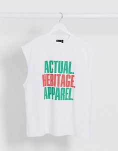 Oversized-футболка без рукавов с логотипом "Actual" ASOS DESIGN-Белый