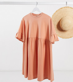 Свободное платье персикового цвета с оборками на рукавах ASOS DESIGN Maternity-Розовый