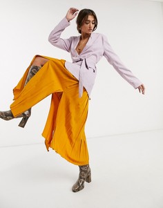 Лавандовый пиджак в клетку с поясом Bershka-Зеленый
