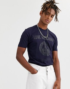 Футболка с отделкой в барочном стиле Love Moschino-Синий