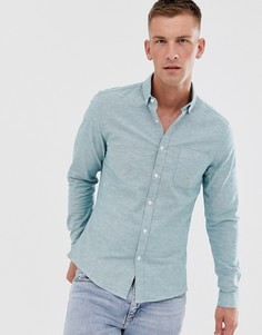 Голубая облегающая оксфордская рубашка из органического хлопка ASOS DESIGN-Синий