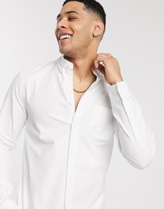 Белая облегающая оксфордская рубашка из органического хлопка ASOS DESIGN-Белый