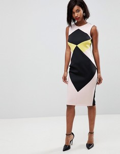 Платье-футляр миди в стиле колор блок ASOS-Мульти
