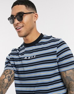 Футболка в полоску из органического хлопка с логотипом ASOS DESIGN-Темно-синий