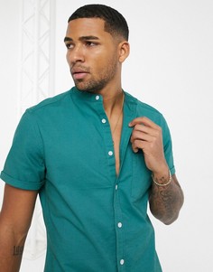 Зеленая оксфордская рубашка с короткими рукавами и воротником на пуговице ASOS DESIGN-Зеленый