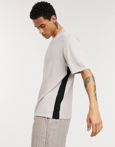 Свободная футболка с полосками по бокам ASOS-Бежевый