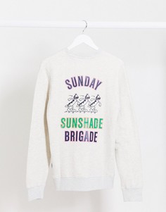 Меланжевый свитшот с круглым вырезом и принтом на спине Scotch & Soda-Серый