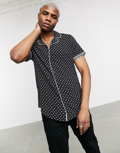 Пижамная рубашка в горошек с короткими рукавами Devils Advocate-Черный