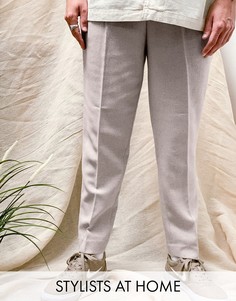 Светло-бежевые суженные книзу брюки с добавлением шерсти ASOS DESIGN-Светло-бежевый