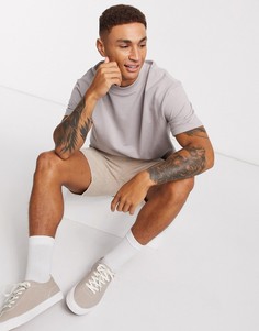 Серая футболка с вырезом под горло Topman-Серый
