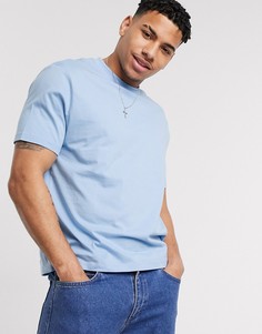Синяя свободная рубашка из органического хлопка с круглым вырезом ASOS DESIGN-Синий