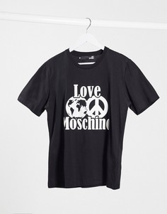 Футболка с принтом символа мира Love Moschino-Черный