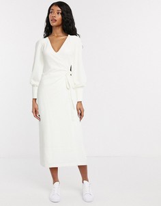 Платье миди кремового цвета ASOS DESIGN-Кремовый