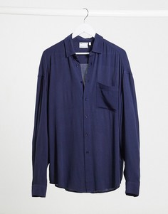 Темно-синяя oversized-рубашка в стиле 90-х из фактурной вискозы ASOS DESIGN-Темно-синий