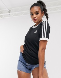 Черная футболка с тремя полосками adidas Originals adicolor-Черный