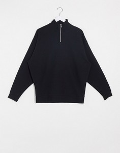 Черный oversized-свитшот с молнией ASOS DESIGN