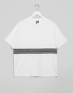 Белая футболка свободного кроя со вставкой в рубчик ASOS DESIGN-Белый