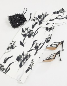 Платье-футляр миди на одно плечо с цветочным принтом ASOS DESIGN-Мульти