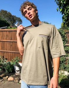 Длинная oversized-футболка с окантовкой ASOS DESIGN-Фиолетовый