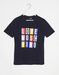 Футболка с принтом Love Moschino-Темно-синий