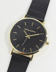 Часы с сетчатым браслетом и золотистой отделкой ASOS DESIGN-Серый