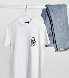 Белая узкая футболка с принтом змеи на груди ASOS DESIGN Tall-Белый