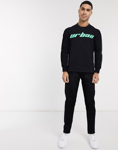 Свитшот с круглым вырезом и принтом Jack & Jones-Черный