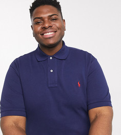 Темно-синее поло из ткани пике с логотипом Polo Ralph Lauren Big & Tall-Темно-синий