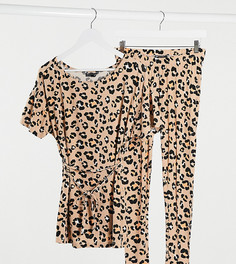 Пижама из футболки и леггинсов с леопардовым принтом ASOS DESIGN Maternity-Коричневый