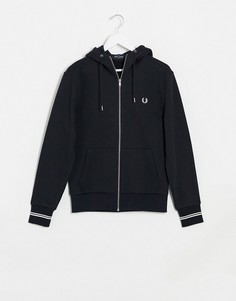 Худи черного цвета на молнии Fred Perry-Черный