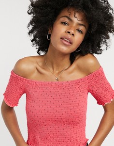 Кроп-топ с открытыми плечами и сборками Glamorous-Розовый