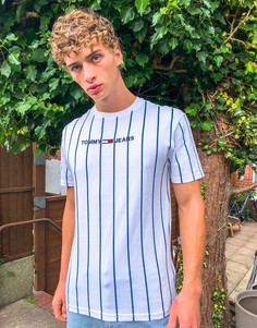 Белая футболка в вертикальную полоску с логотипом Tommy Jeans-Белый