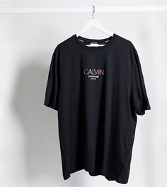 Черная футболка с логотипом Calvin Klein Big and Tall эксклюзивно на ASOS-Черный
