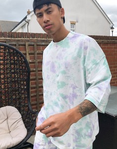 Пастельная oversized-футболка от комплекта с принтом тай-дай ASOS DESIGN-Белый