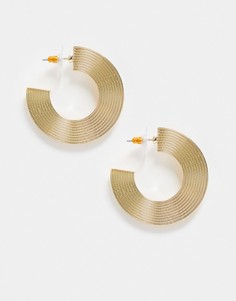 Золотистые серьги в виде плоских колец в рубчик ASOS DESIGN-Золотой
